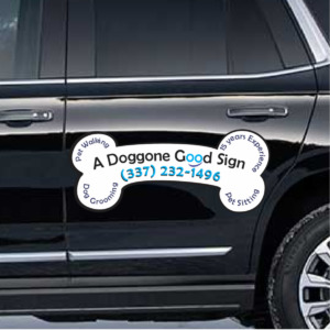 A custom vehicle magnet designed by Lafayette Signs in Lafayette, LA - Fast Signs that are custom.